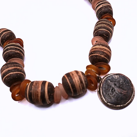 Wood & Recycled Glass Necklace