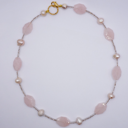 Rose Quartz and Pearl Necklace