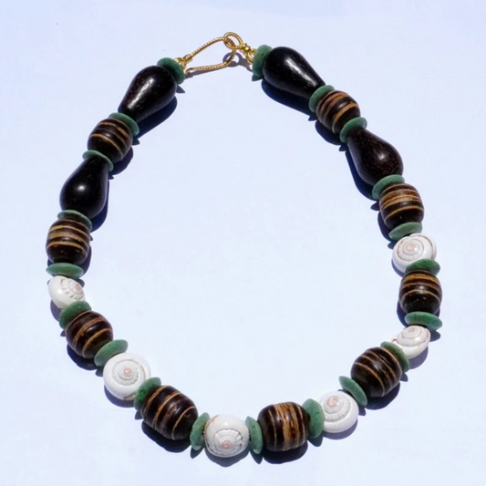 Wooden Beads and Shells Necklace