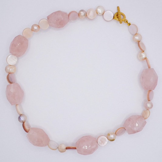 Rose Quartz and Shell Necklace