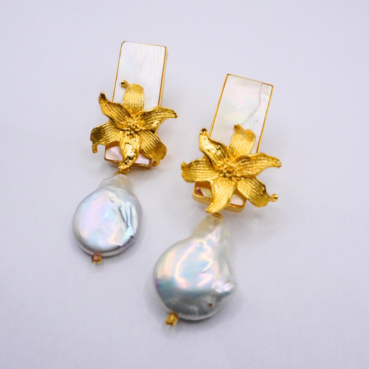 Mother of Pearl Flower Earrings