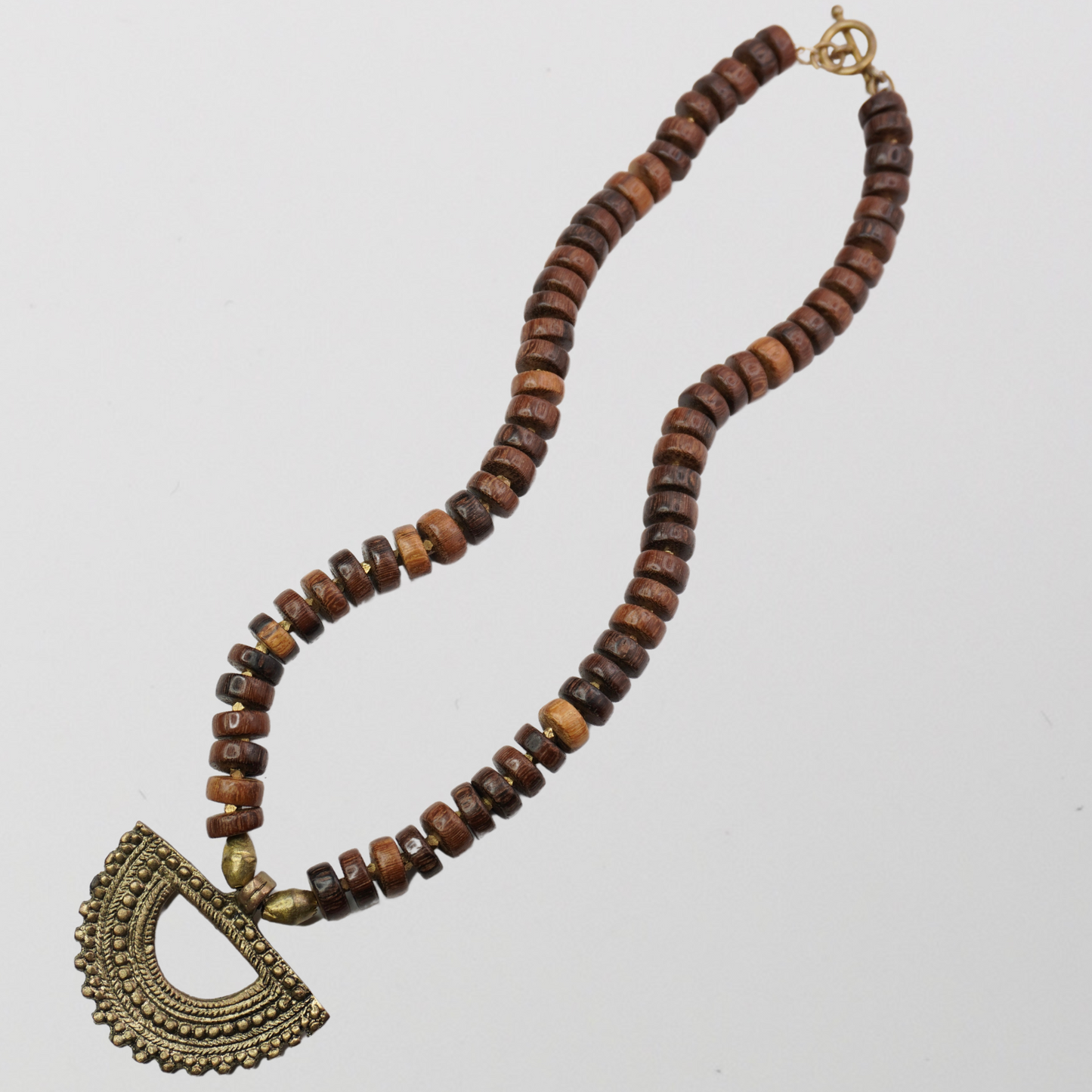Brass and Wood Necklace