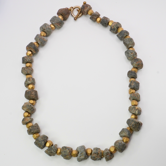 Mala Stone & Brass Necklace