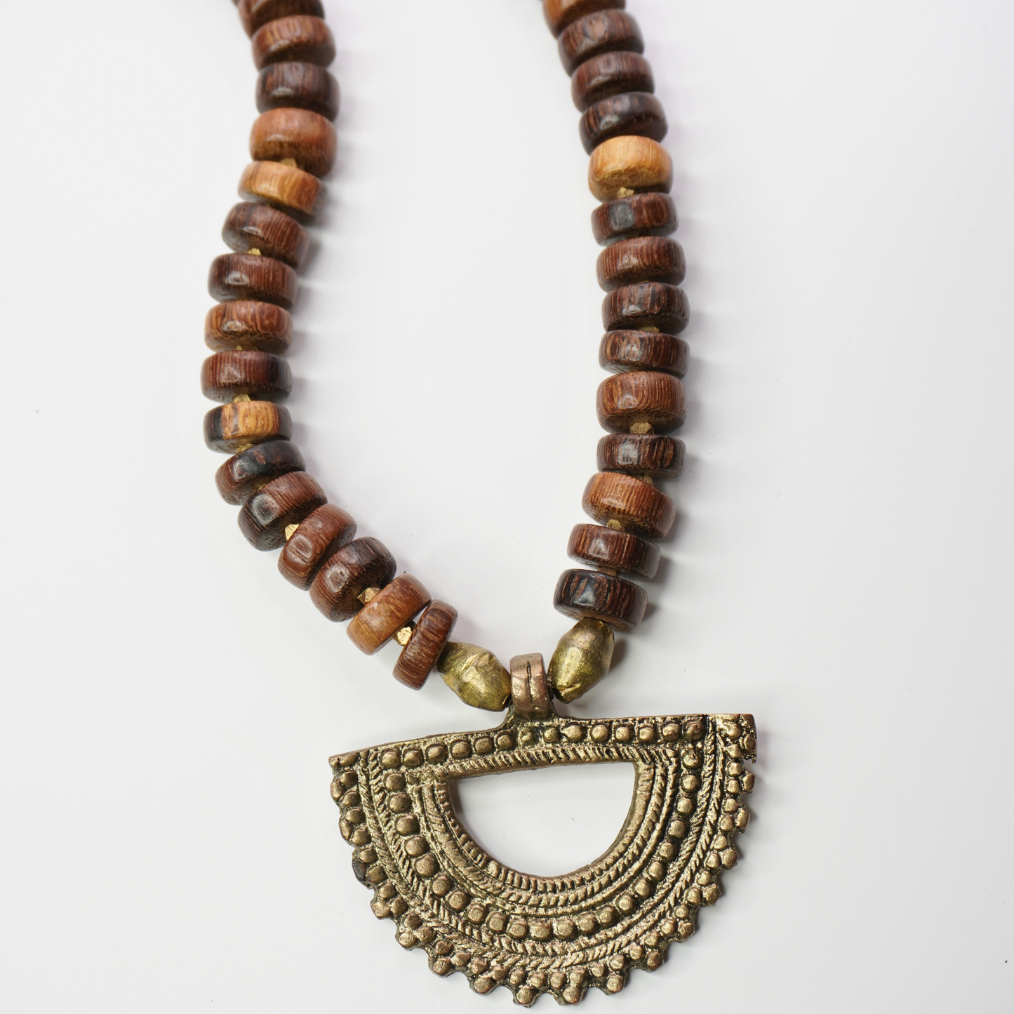 Brass and Wood Necklace