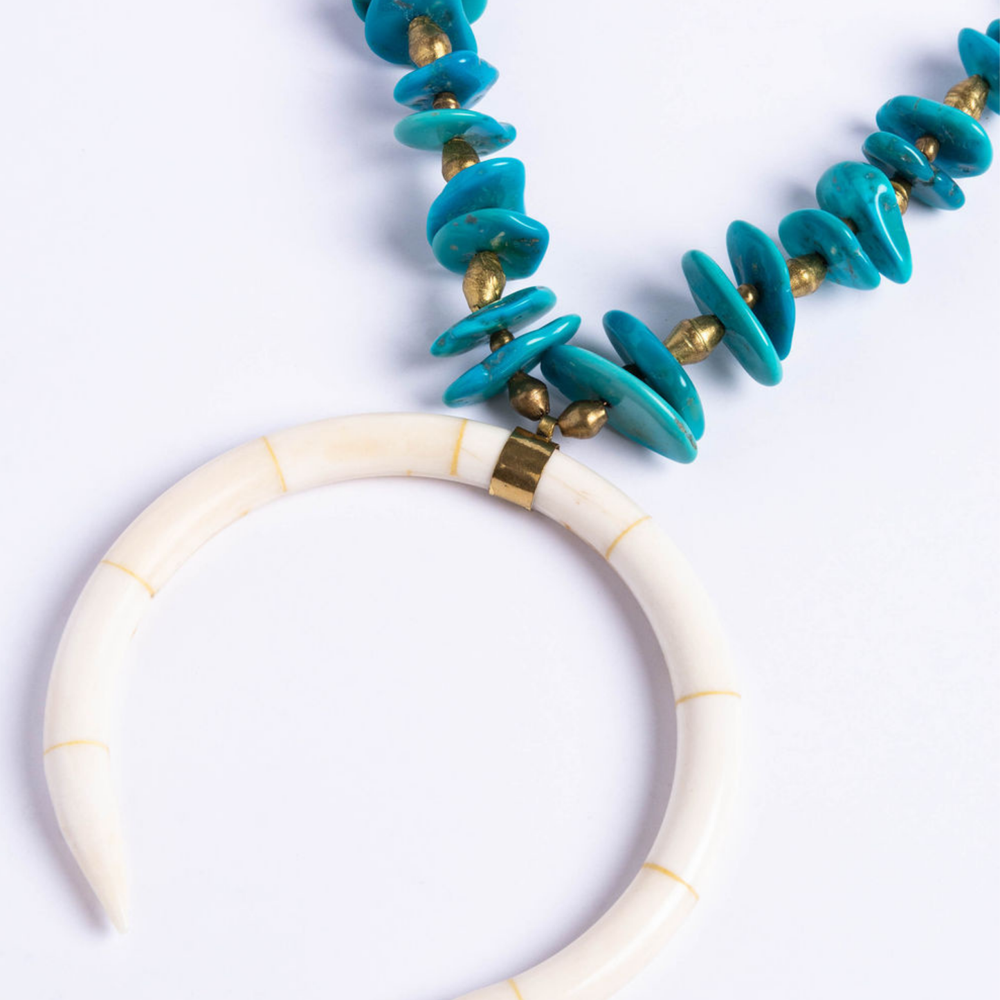 Turquoise Necklace With White Bone Necklace