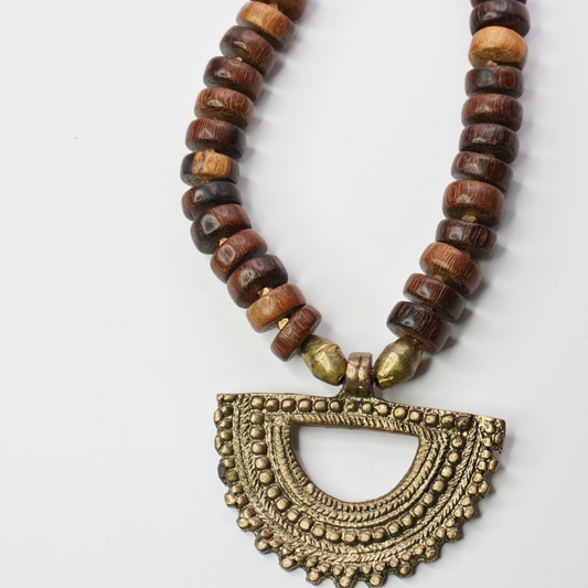 Brass and Wood Necklace