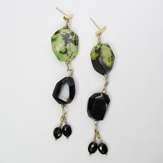 Serpentine & Spinel Earrings