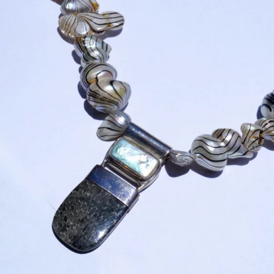 Black Striped Pearl Necklace