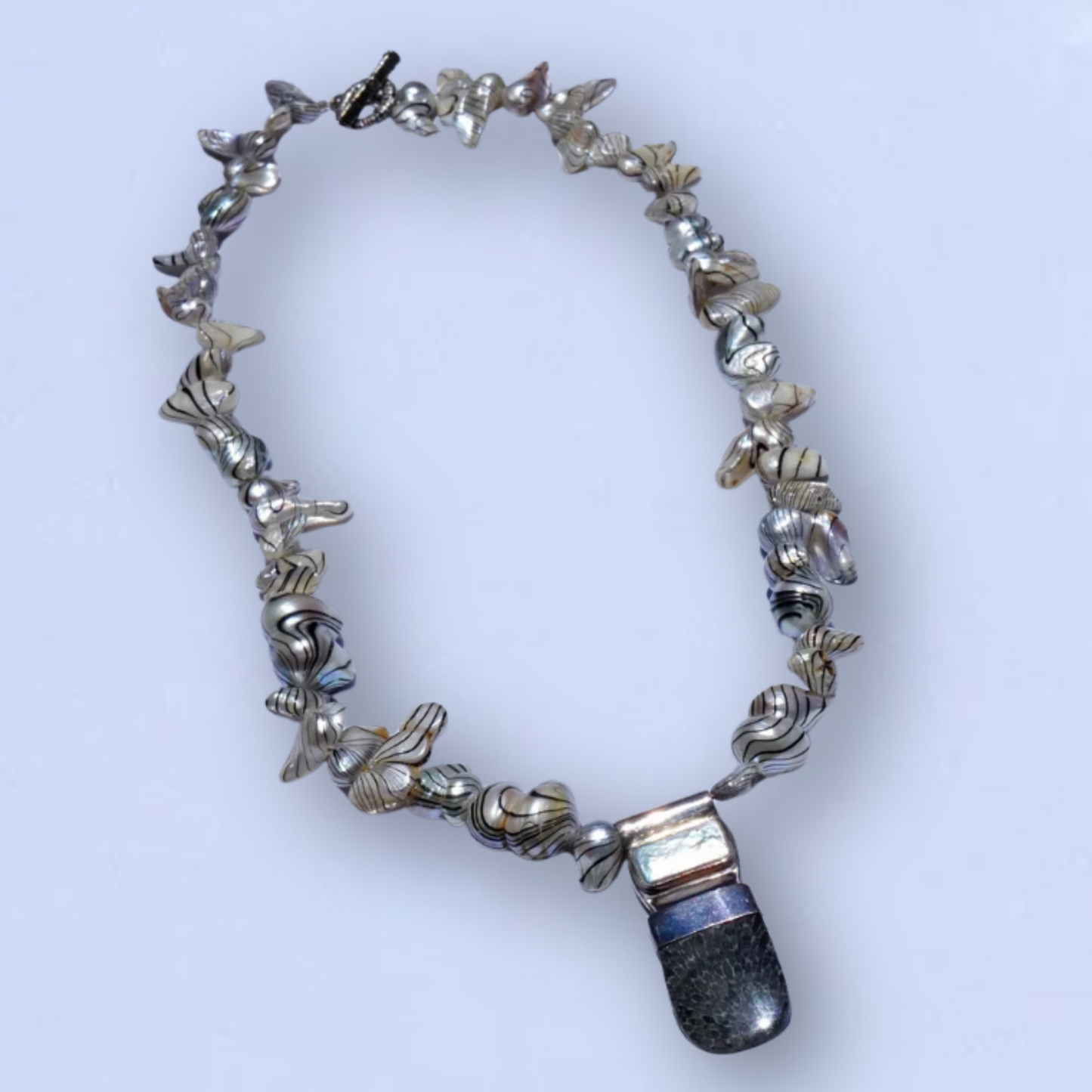 Black Striped Pearl Necklace