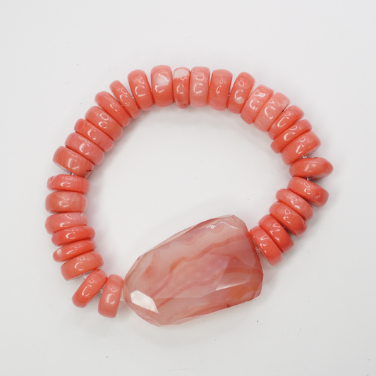 Coral and Quartz Bracelet