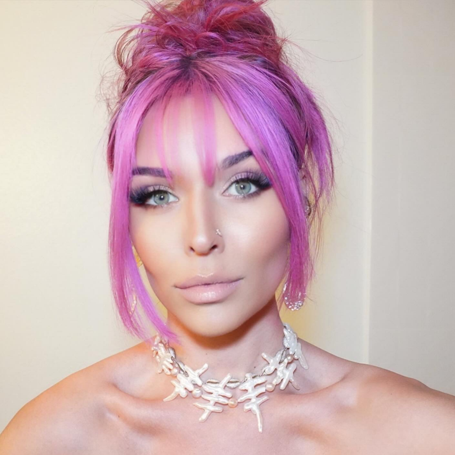 Pink and White Pearl Choker Necklace
