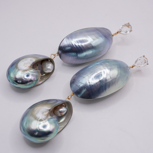 Blue Nautilus Earrings