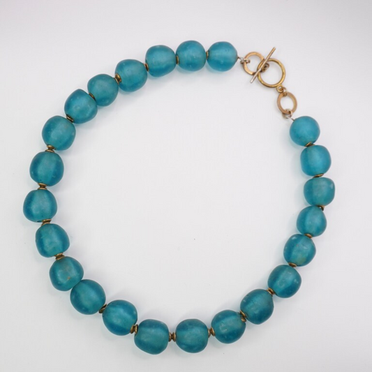 Blue Sea Glass Necklace