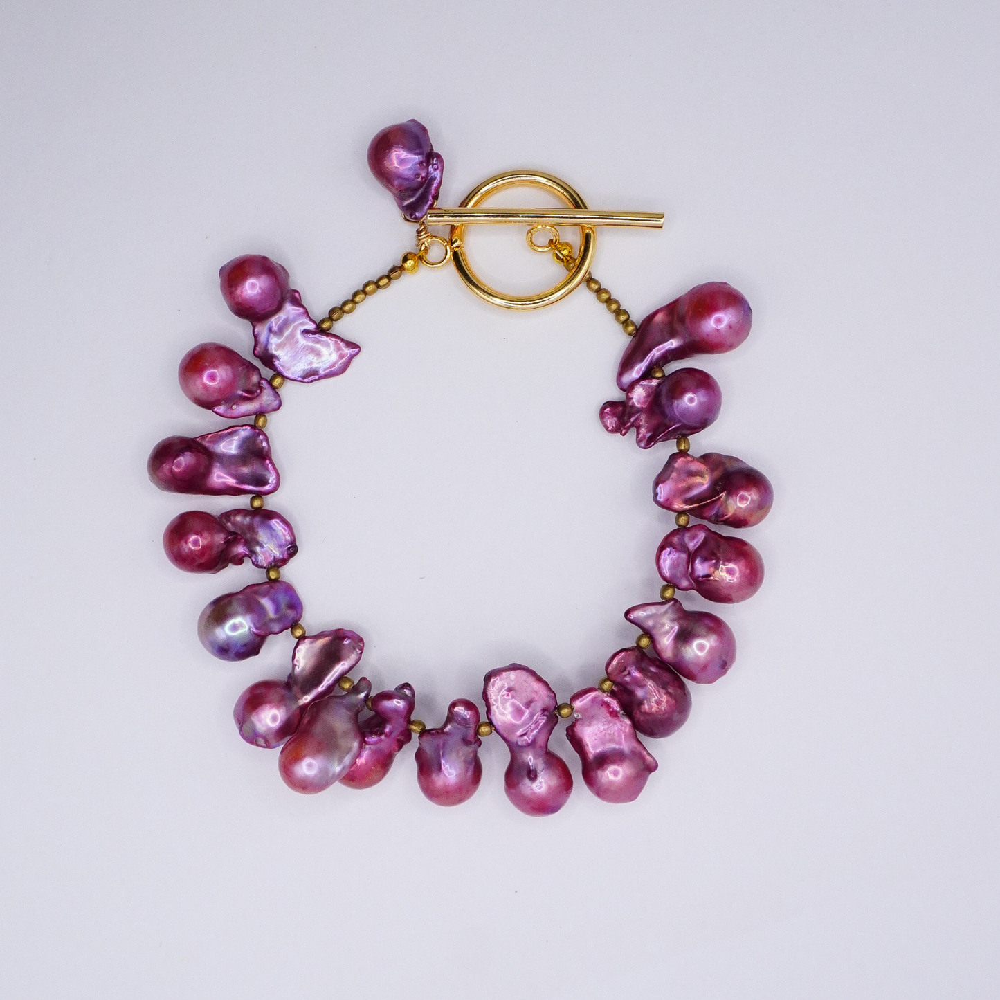 Magenta Baroque Pearl Bracelet