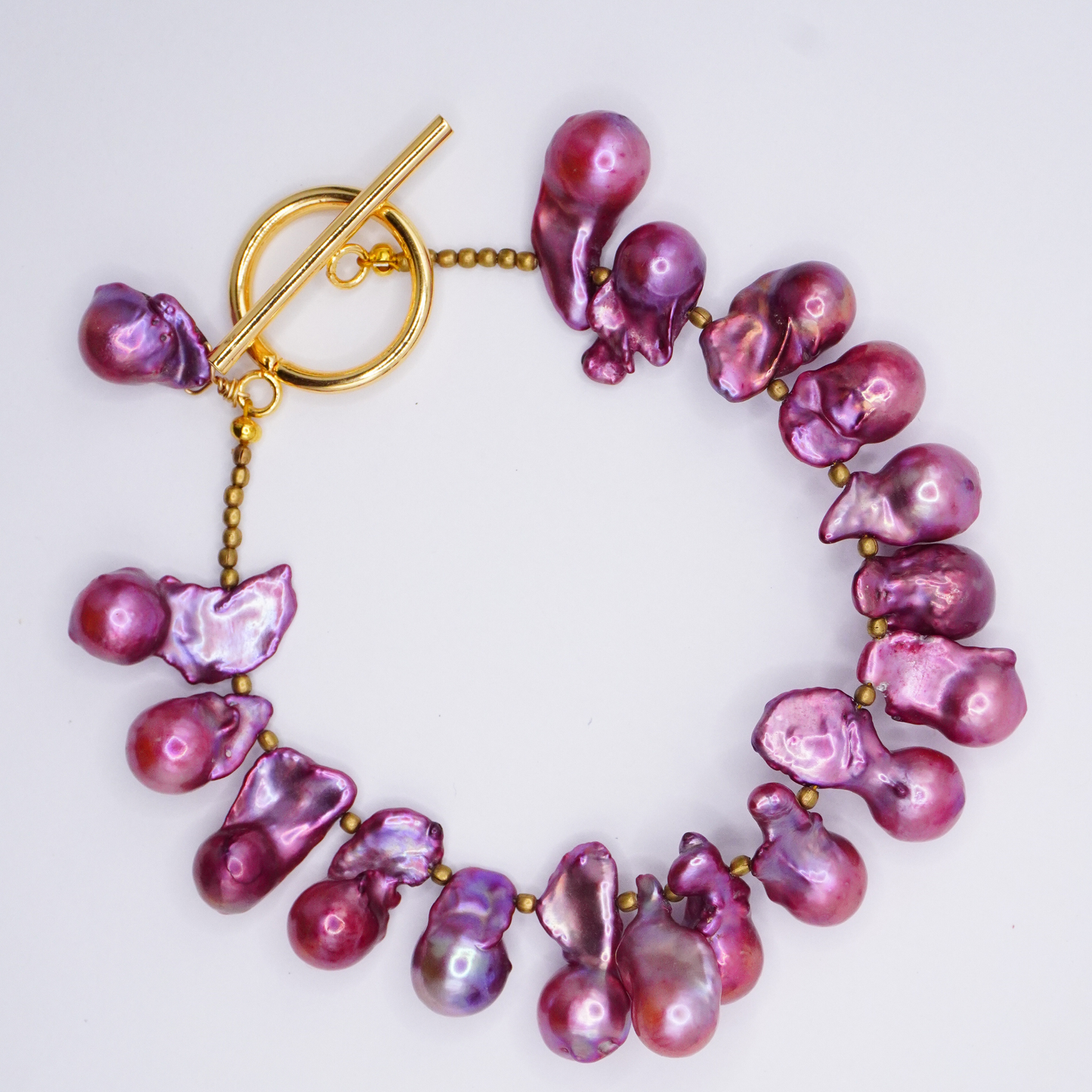 Magenta Baroque Pearl Bracelet