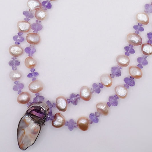 Amethyst and Pearl Necklace