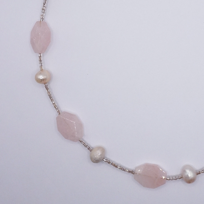 Rose Quartz and Pearl Necklace