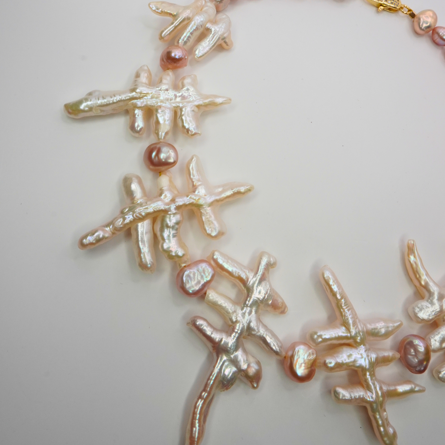Pink and White Pearl Choker Necklace
