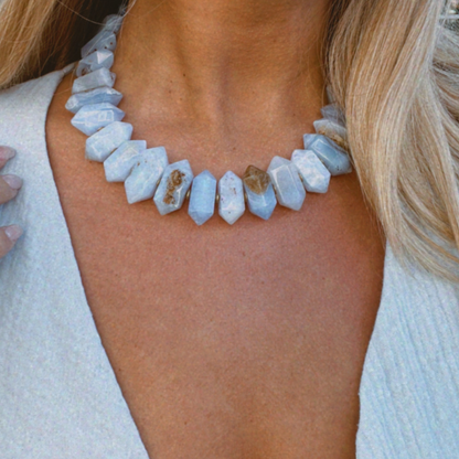 Blue Chalcedony Collar Necklace