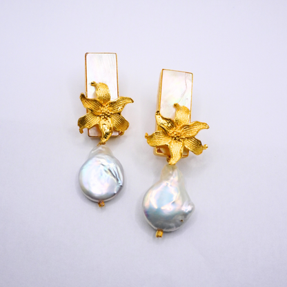 Mother of Pearl Flower Earrings