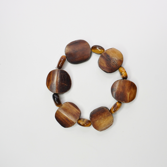 Wood and Tigers Eye Bracelet