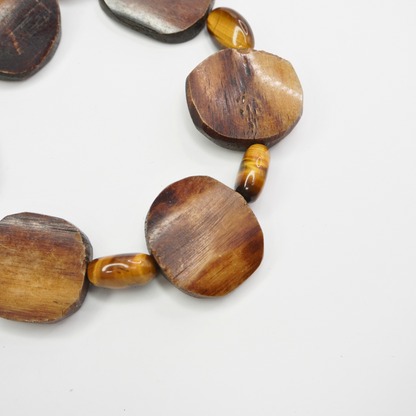 Wood and Tigers Eye Bracelet