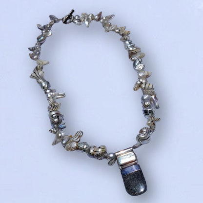 Black Striped Pearl Necklace