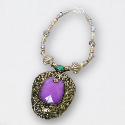 Sterling Silver Shell and Pearl Necklace