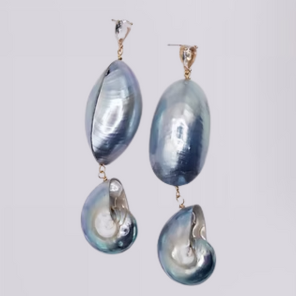 Blue Nautilus Earrings