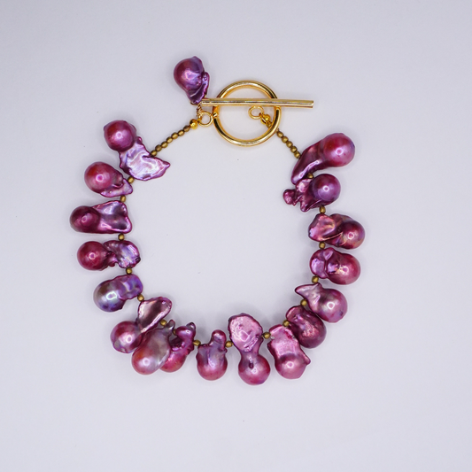 Magenta Baroque Pearl Bracelet